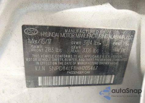 2017 Hyundai Elantra Se from USA, damaged, VIN 5NPD84LF8HH205467